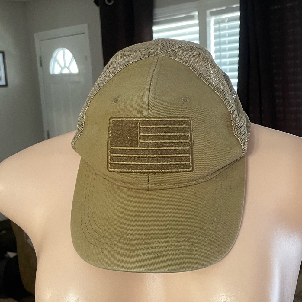 Highland Tactical one size Olive Green Trucker Cap Hat UsA Flag fishing